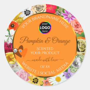 Colourful Flowers Orange Product Labels Hearts Log