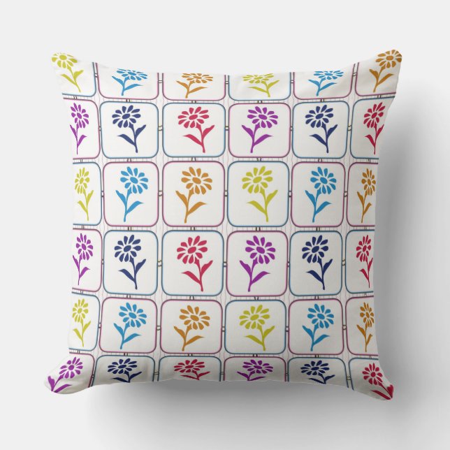 Colourful Flowers Outdoor Cushion (Front)