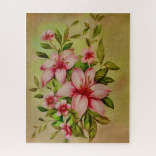 Colourful Flowers Painted With Acrylic Background Jigsaw Puzzle