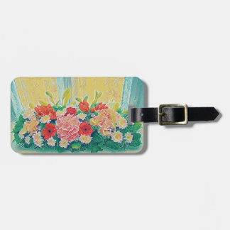Colourful flowers painting luggage tag