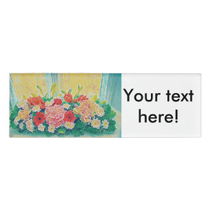 Colourful flowers painting name tag