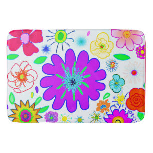 Colourful Flowers Pattern Bath Mat