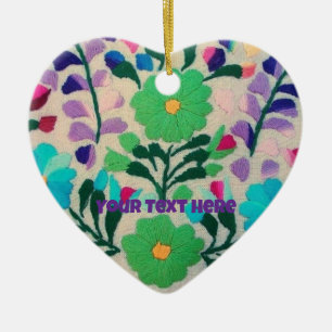 Colourful Flowers Pattern Ceramic Ornament