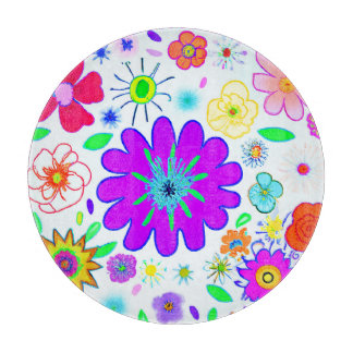 Colourful Flowers Pattern Cutting Board