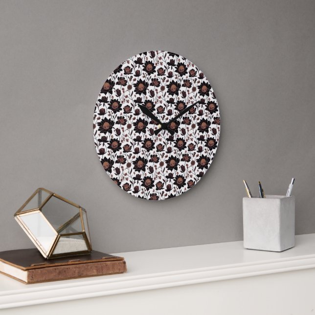 Colourful flowers pattern design 23 - Wall Clock (Office)