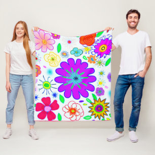 Colourful Flowers Pattern Fleece Blanket