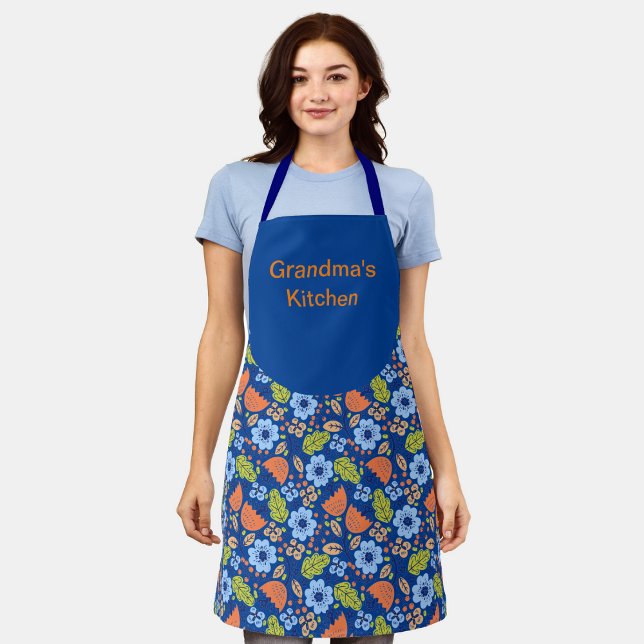 Colourful Flowers Pattern Grandma's Kitchen  Apron (Creator Uploaded)