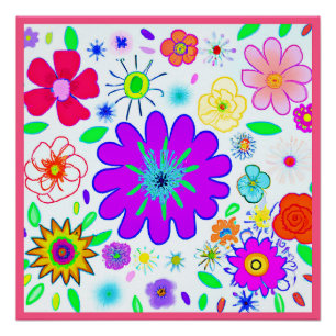 Colourful Flowers Pattern Poster