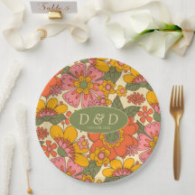 Colourful Flowers Pattern Retro Boho 70s Wedding