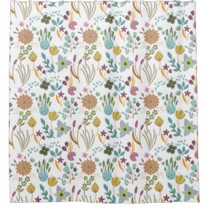 Colourful Flowers Pattern Shower Curtain