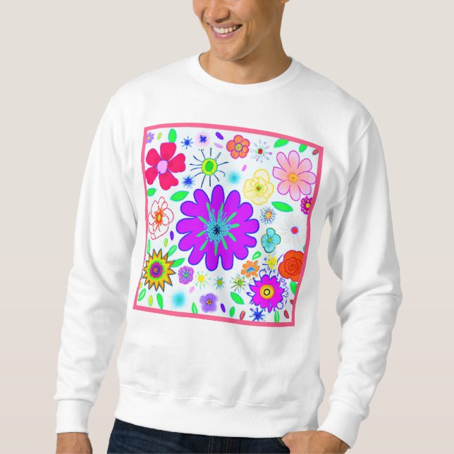 Colourful Flowers Pattern Sweatshirt (Front)