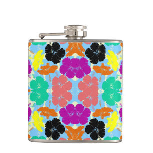 Colourful flowers patterns design hip flask