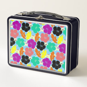 Colourful flowers patterns design metal lunch box