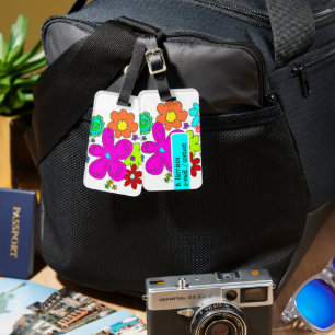 Colourful Flowers Personalised Luggage Tags