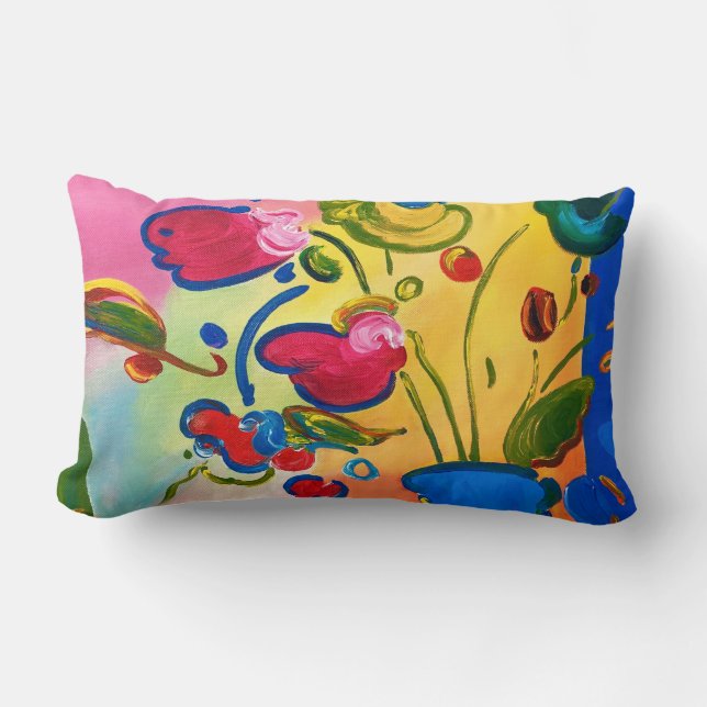 Colourful Flowers Peter Max Lumbar Pillow (Front)