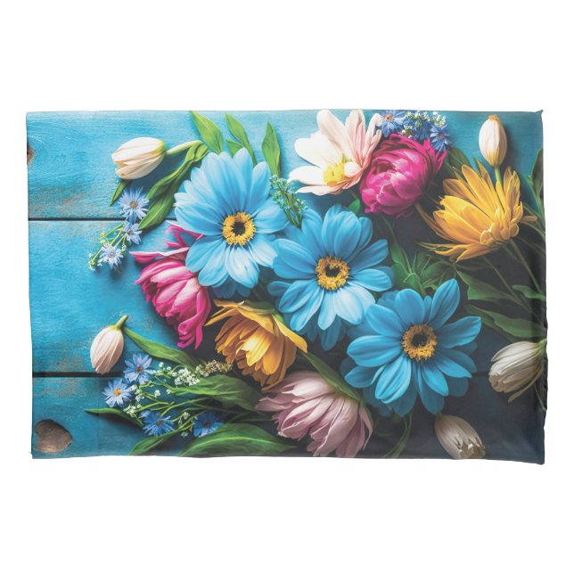 Colourful Flowers Pillowcase (Front-Left)