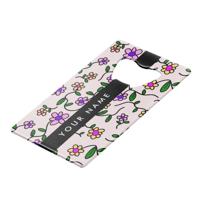 Colourful Flowers, Pink Background, Black (Front Angled)
