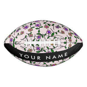 Colourful Flowers, Pink Background, Black Football