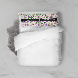 Colourful Flowers, Pink Background, Black Pillowcase