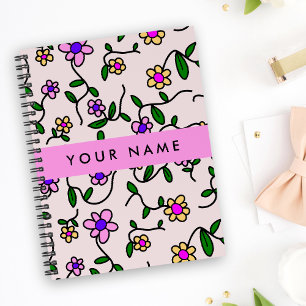 Colourful Flowers, Pink Background, Pink Planner