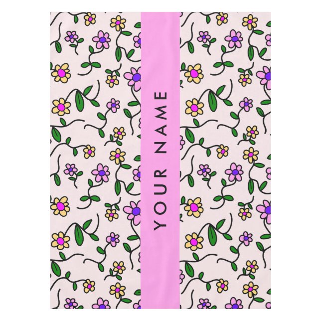 Colourful Flowers, Pink Background, Pink Tablecloth (Front)