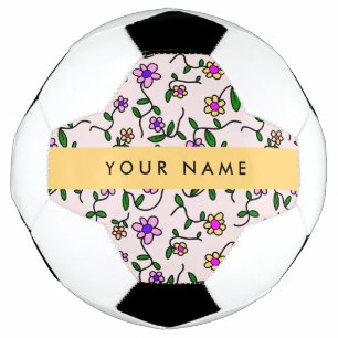 Colourful Flowers, Pink Background, Yellow Soccer Ball