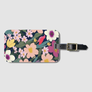Colourful flowers pink lovely luggage tag