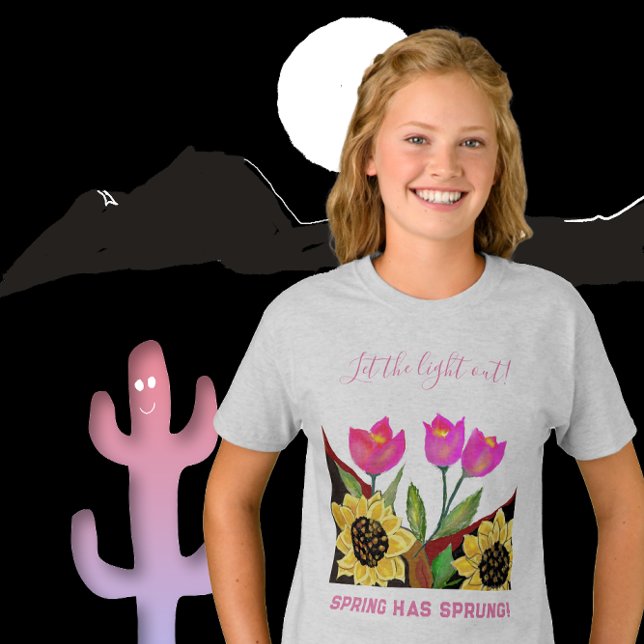 Colourful Flowers Pink Tulips & Yellow Sunflowers  T-Shirt (Creator Uploaded)