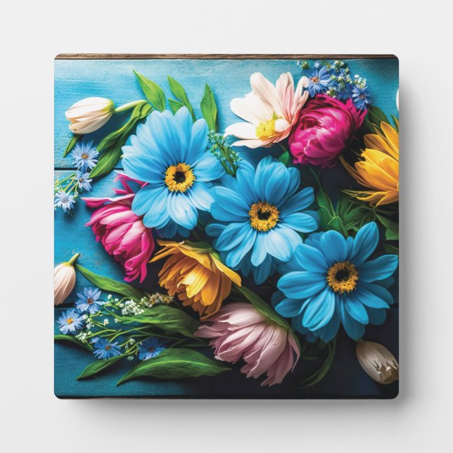 Colourful Flowers Plaque (Front)