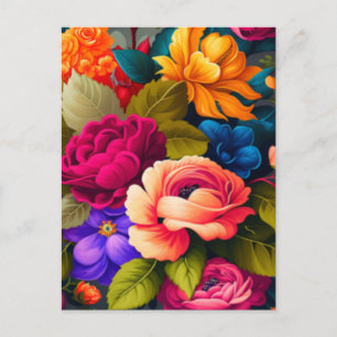 Colourful flowers postcard