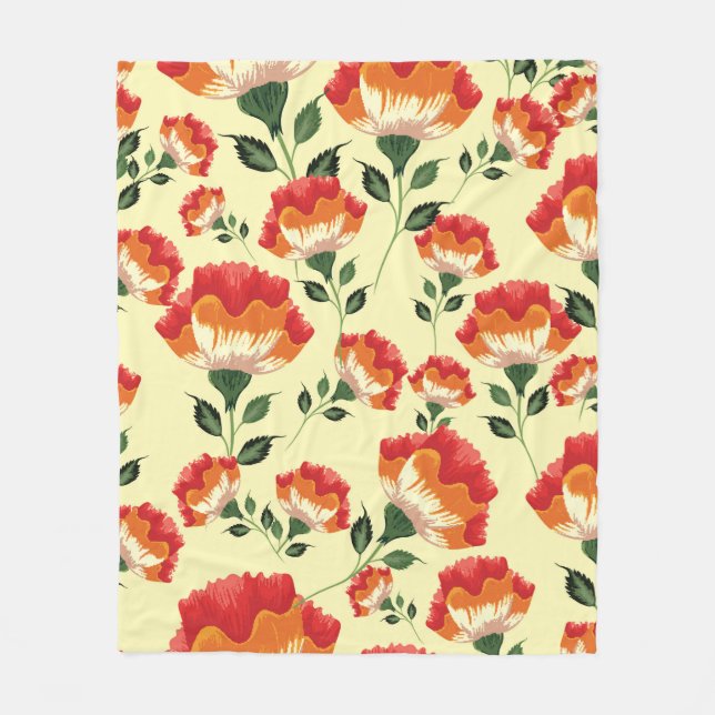 Colourful flowers seamless pattern fleece blanket (Front)