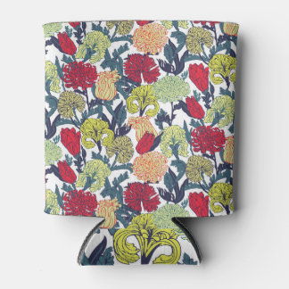 Colourful flowers: seamless white pattern. can cooler