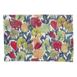 Colourful flowers: seamless white pattern. pillowcase