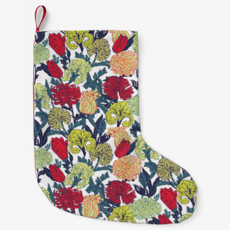 Colourful flowers: seamless white pattern. small christmas stocking
