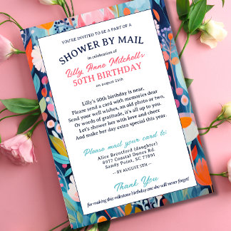 Colourful Flowers Shower by Mail 50th Birthday Invitation