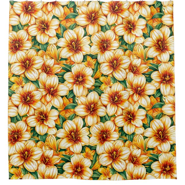 Colourful flowers shower curtain (Front)