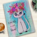 Colourful Flowers Siamese Cat Cute Illustration Fu Jigsaw Puzzle<br><div class="desc">This fun design was created using my original illustration of a Siamese cat with a colourful bouquet of flowers on her head in an array of pinks,  reds,  blues,  purples,  yellows,  orange,  and green vines.  It has a customisable quote that reads "live life in full bloom!".</div>