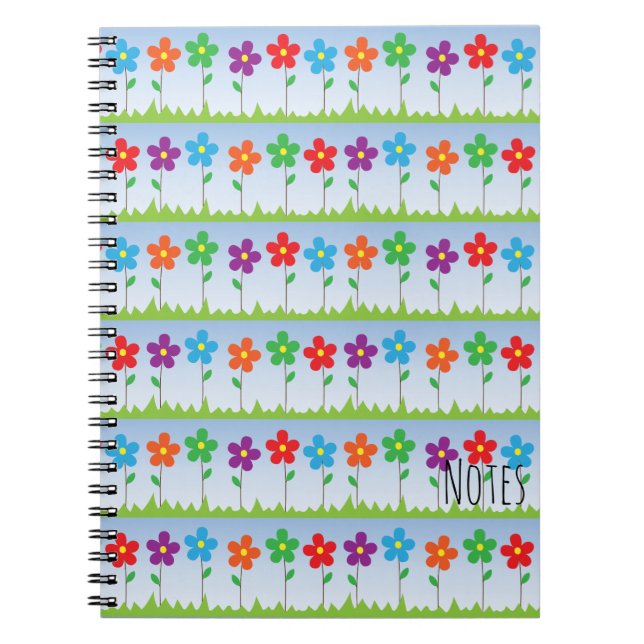 Colourful Flowers Spiral Notebook (Front)