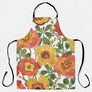 Colourful flowers: summer watercolor pattern. apron