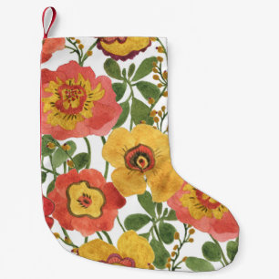 Colourful flowers: summer watercolor pattern. small christmas stocking