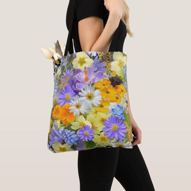 Colourful Flowers Tote Bag (Close Up)