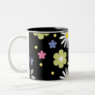 Colourful Flowers Two-Tone Coffee Mug