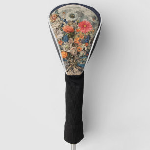 Colourful Flowers Under Full Moon Golf Head Cover