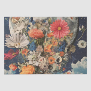 Colourful Flowers Under Full Moon Tissue Paper