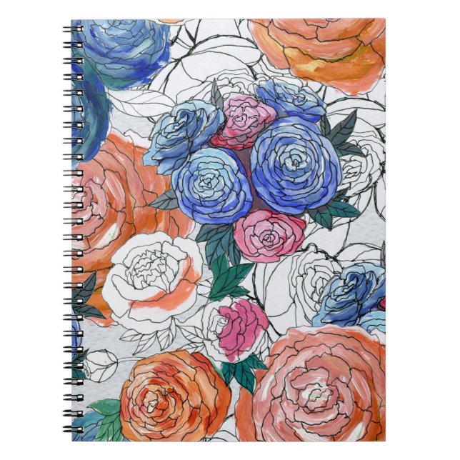 Colourful Flowers: Vibrant Seamless Pattern Notebook (Front)