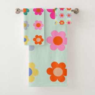 Colourful Flowers Vintage Floral Bath Towel Set