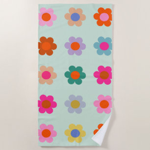 Colourful Flowers Vintage Floral Beach Towel