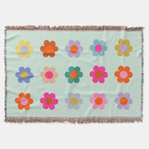 Colourful Flowers Vintage Floral Throw Blanket