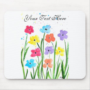Colourful flowers watercolour Floral Nature chic Mouse Pad