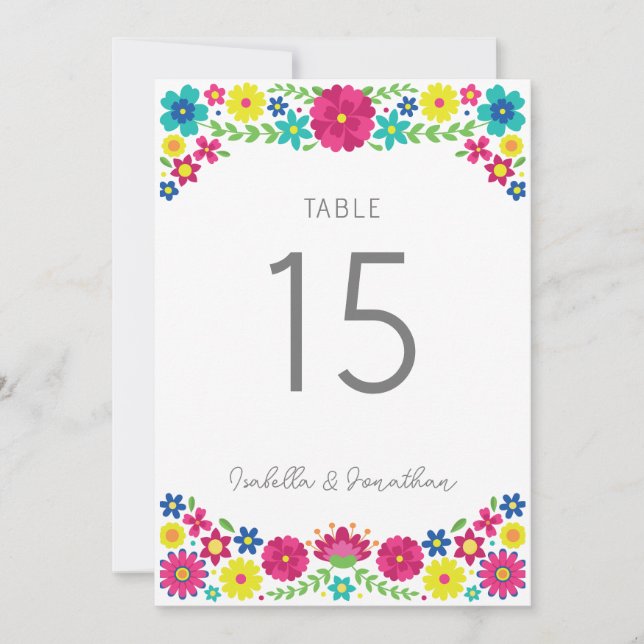 Colourful Flowers wedding TABLE NUMBER (Front)